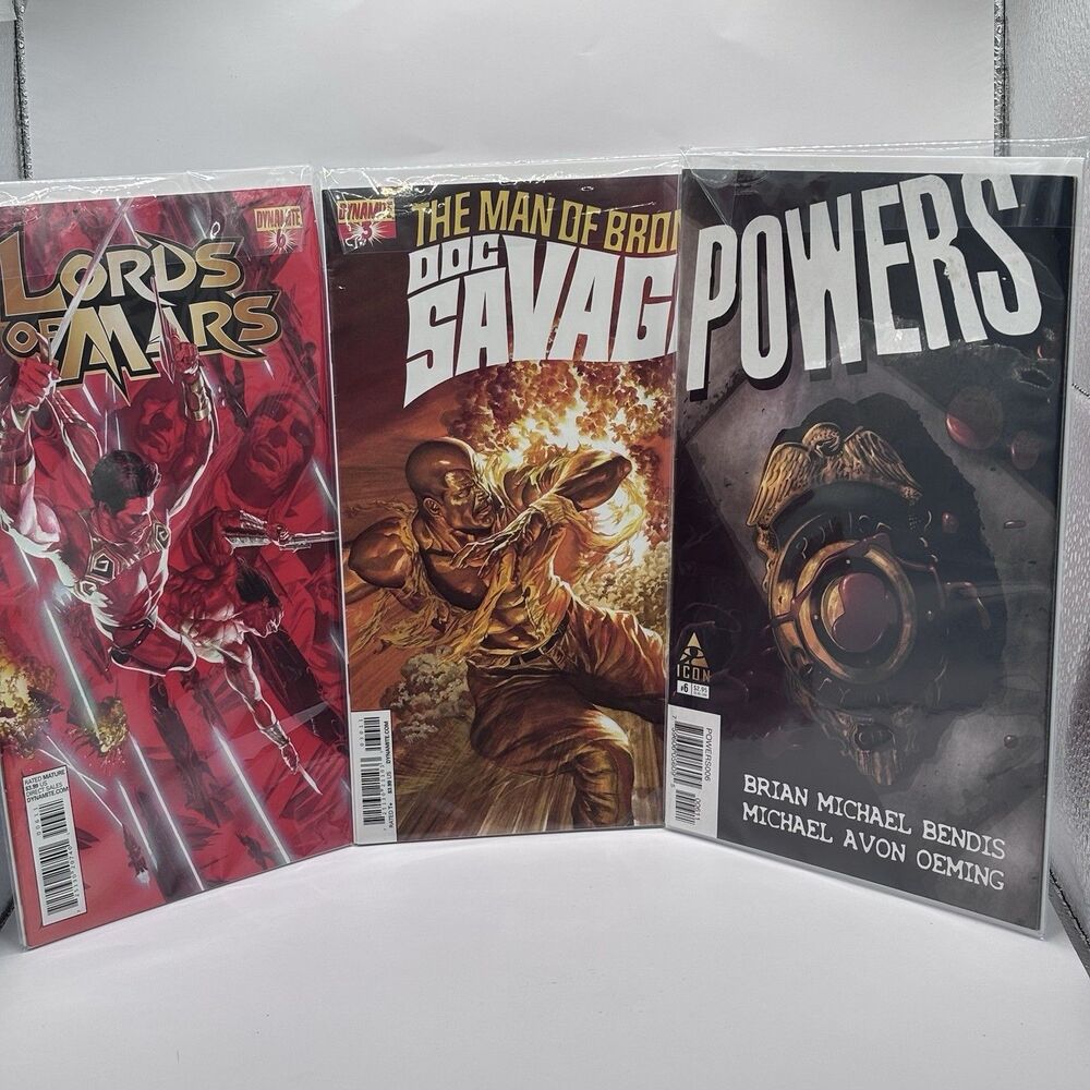 Powers #6 Icon High Grade,Lords of Mars #6 & Man of Bronze Doc Sava Comics Books